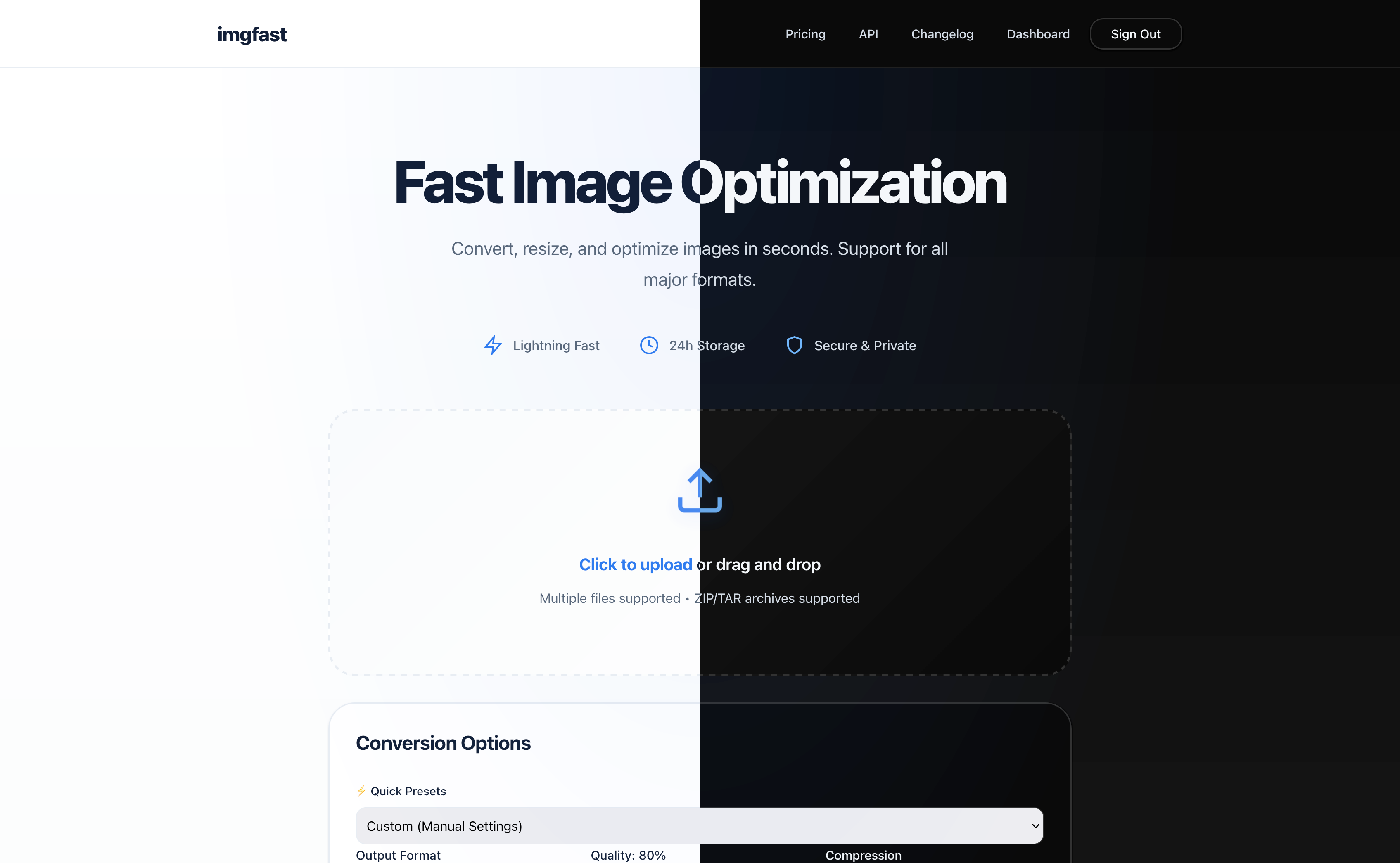 Light and dark theme comparison